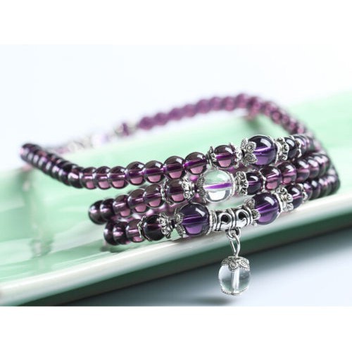 1 x 6mm Buddhist Amethyst 108 Prayer Beads Bracelet Necklace