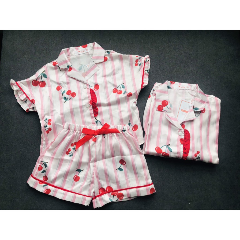 Bộ Đồ Ngủ Lụa Mềm Cho Bé Gái Pijama Cộc Tay Cho Bé Kèm Hàng Xuất Xịn Loại 1 Cho Bé Gái Size 1234Tuổi