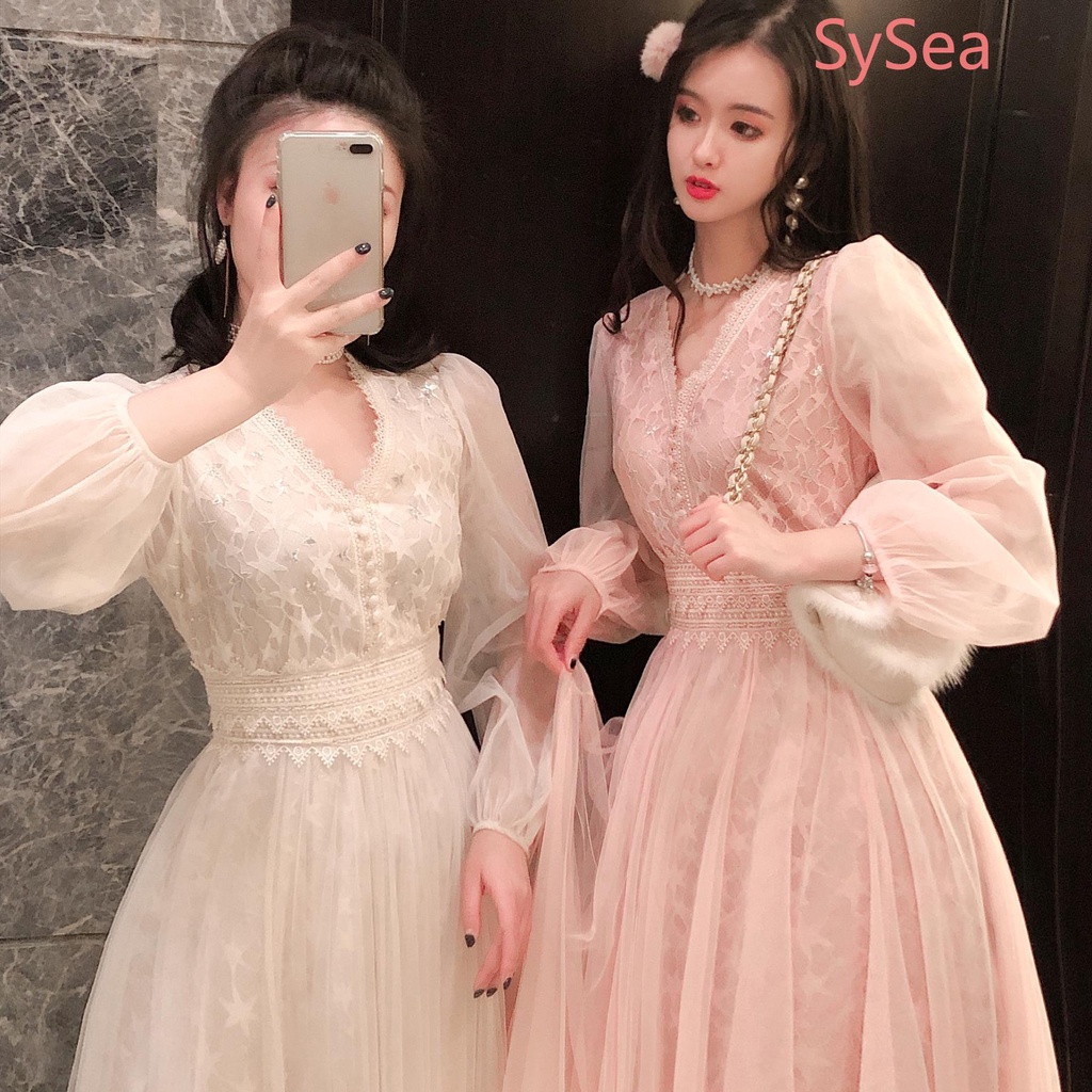 Đầm Công Chúa Phối Lưới Kiểu Hàn Quốc Thời Trang Mùa Thu Cho Nữ