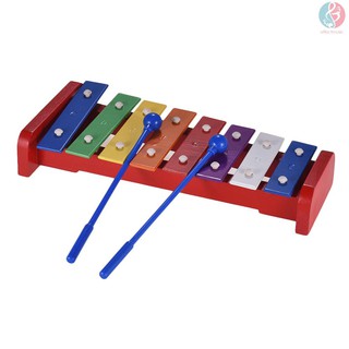 E&M Colorful 8 Notes Xylophone Glockenspiel with 2 Mallets Percussion Instrument Musical Toy Gift for Kids Children