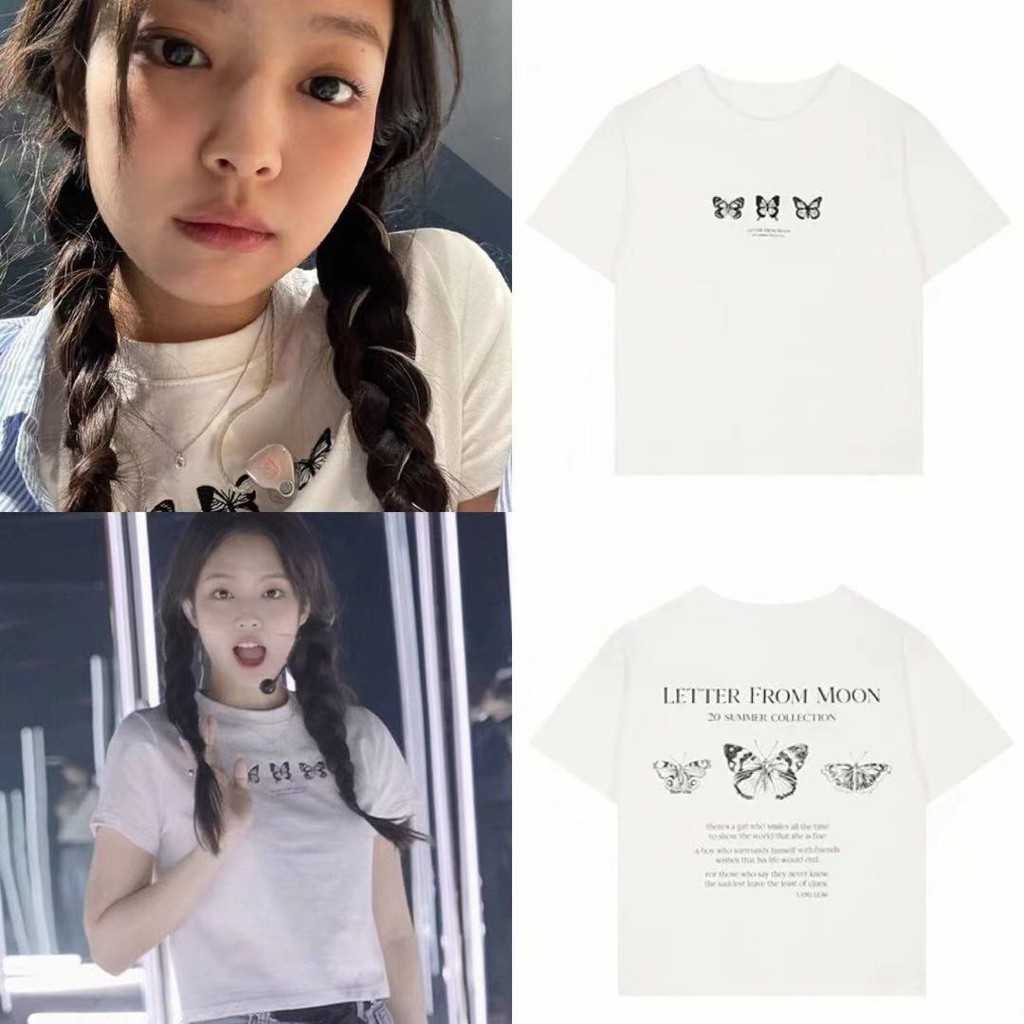 jennie blackpink Áo Thun Nữ Ngắn Tay Cổ Tròn Thời Trang Hàn