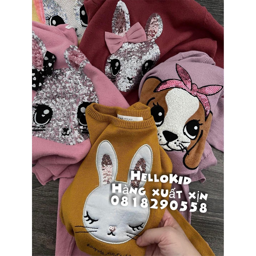 A463 - Áo len sequin hình ngộ nghĩnh bé gái