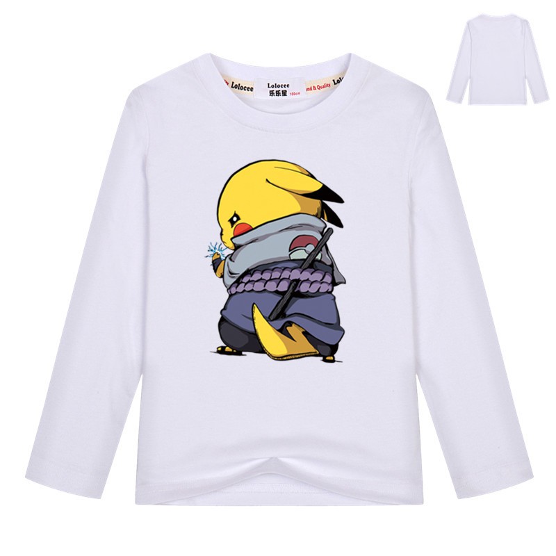 áo thun dài tay cho bé trai Anime Naruto Uzumaki Pikachu Tops Tee Quần áo trẻ em cotton