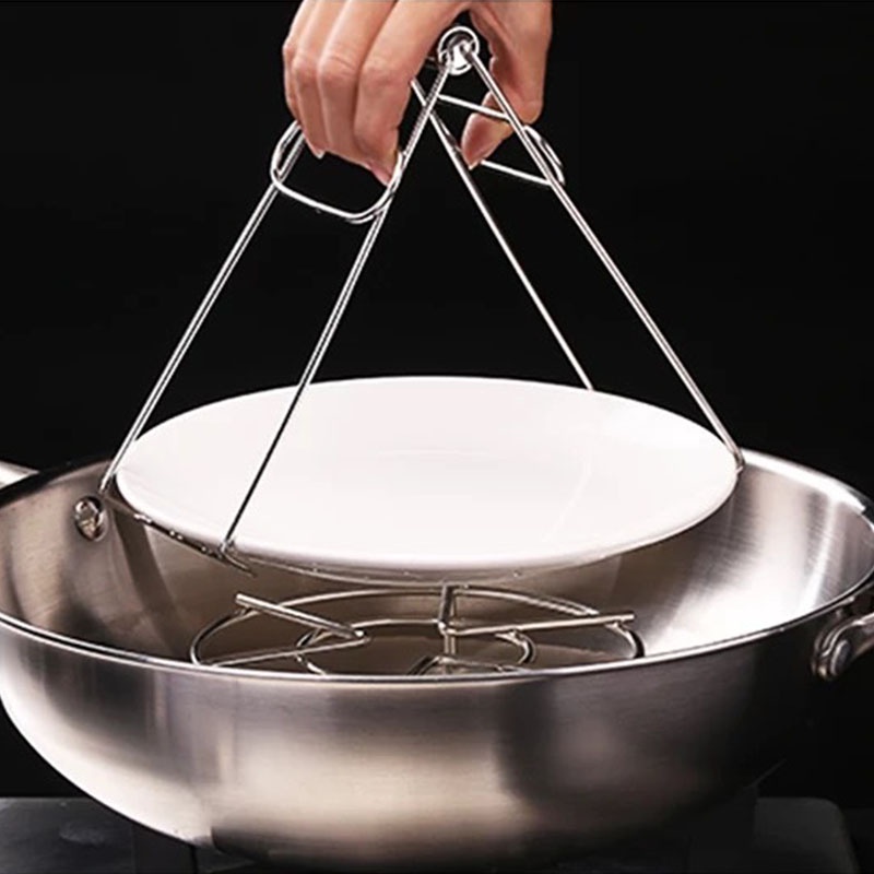 Kẹp Nồi Bát Đĩa Nóng Gấp Được Bằng Thép Không Gỉ Kẹp Khay Kẹp Chống Bỏng, Tiện Ích Nhà Bếp Công Cụ