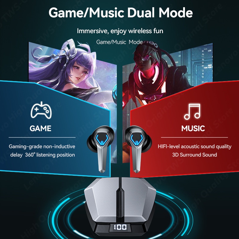 Voulao GM1 Tai Nghe Chơi Game TWS Bluetooth 5.3 Có Mic Âm Thanh 9D Chuyên Nghiệp