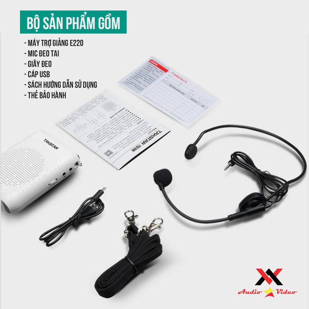 【Chính hãng】Máy trợ giảng TAKSTAR E220, loa trợ giảng Không dây, có dây , Bluetooth, FM, UHF, âm lượng to BẢO HÀNH 1 NĂM