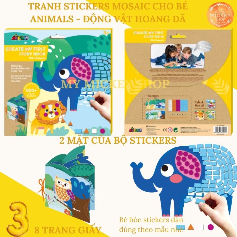 Trò chơi tranh dán Mosaic Sticker bằng foam nhiều chủ đề cho bé từ 3 4 5 tuổi chính hãng Avenir My Mickey Shop