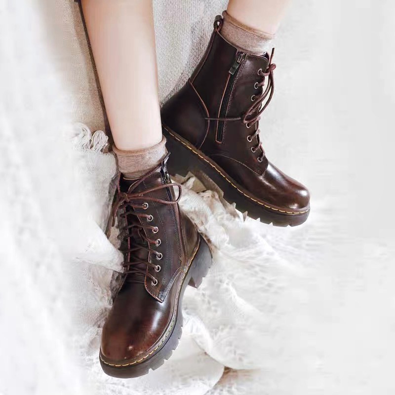Combat boots - Boots da bò nữ kiểu dáng quân đội