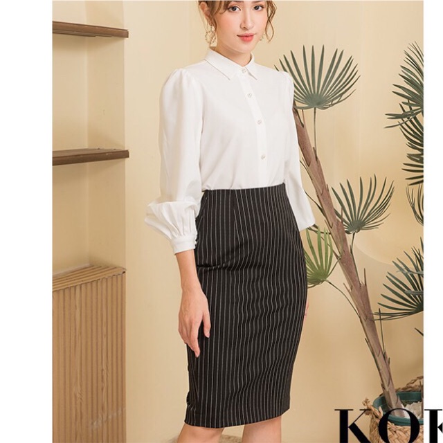 Chân váy bút chì kẻ sọc đen trắng thời trang nữ | BigBuy360 - bigbuy360.vn