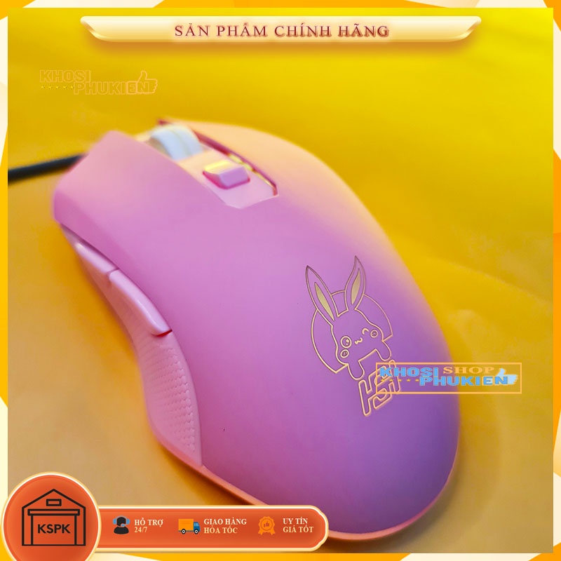 Chuột màu hồng hình Pikachu  cho laptop - máy tính làm việc, học tập , chơi game siêu dễ thương