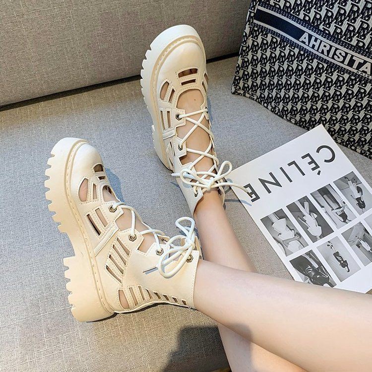 Giày Bốt Martin Mỏng Thoáng Khí Màu Đen Phong Cách Anh Quốc Cá Tính Cho Nữ | BigBuy360 - bigbuy360.vn