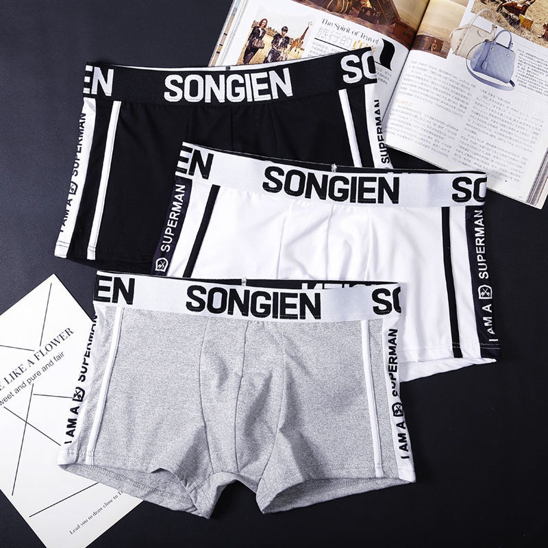 Quần Lót Boxer In Chữ Thoáng Khí Phong Cách Hàn Quốc Cho Nam