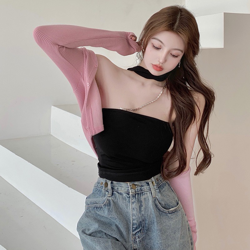 Áo ống không tay màu sắc đơn giản thời trang Hàn Quốc cho nữ