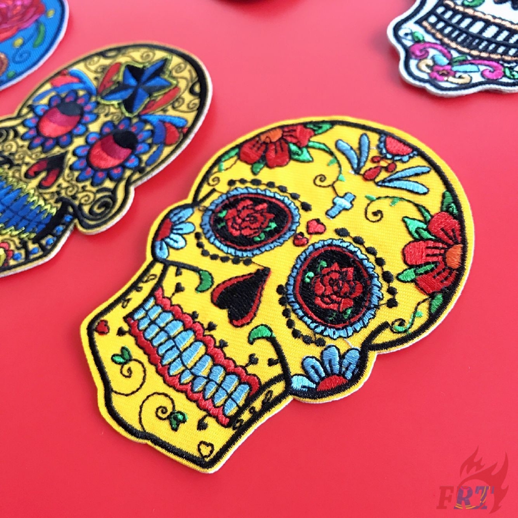 ☸ Punk - Colorful Skeleton Patch ☸ 1Pc Skull Diy Sew on Iron on Badges Patches （Skull - Series 05）