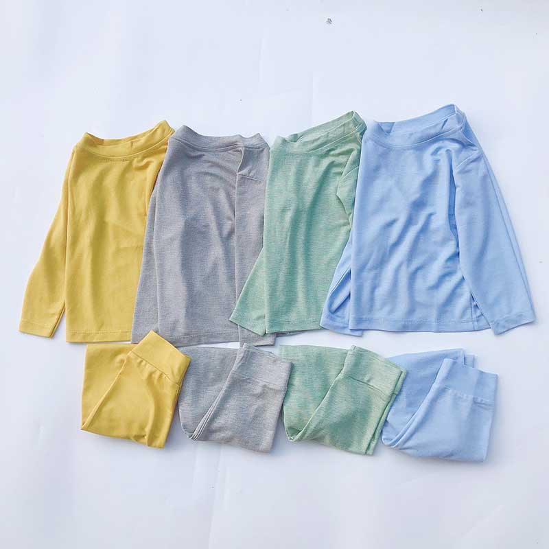 Đồ bộ dài tay cotton giấy cho bé trai bé gái TANOSA chất thun lạnh trơn vải mềm mát cho bé size 9-24kg