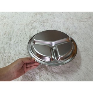 khay  cơm  phần inox  tròn  chia 3 ngăn 26cm