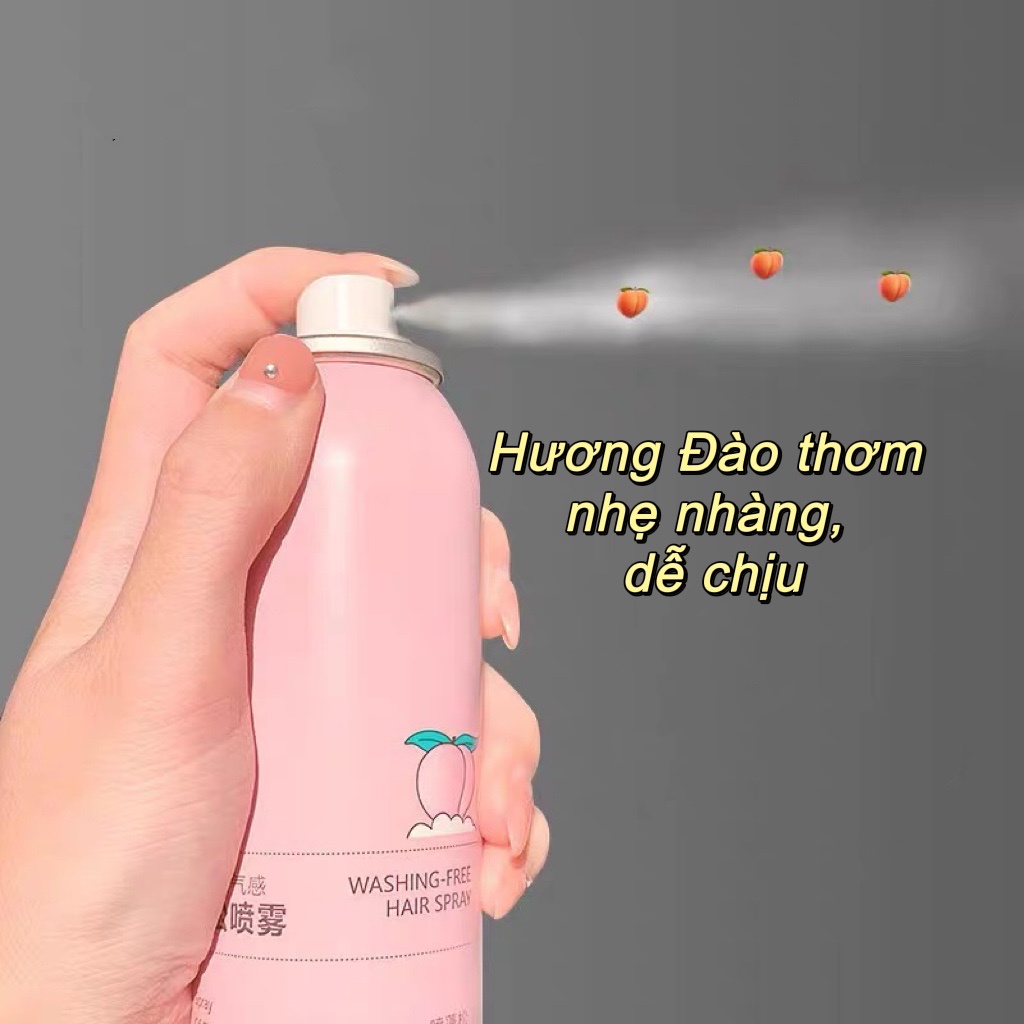 Dầu gội khô hương Đào LUCKYFINE dạng xịt không cần nước cho máy tóc bồng bềnh