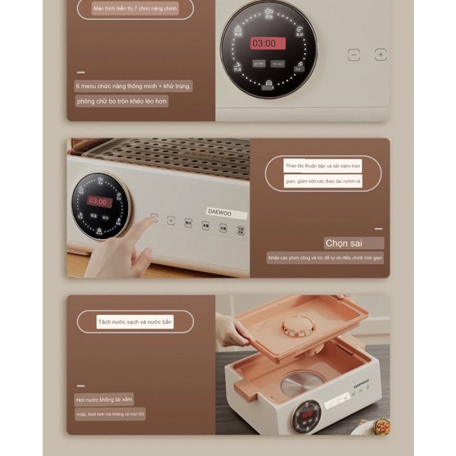 Nồi hấp điện 3 tầng Daewoo 15L - kèm 2 hũ trưng yến, hầm canh.