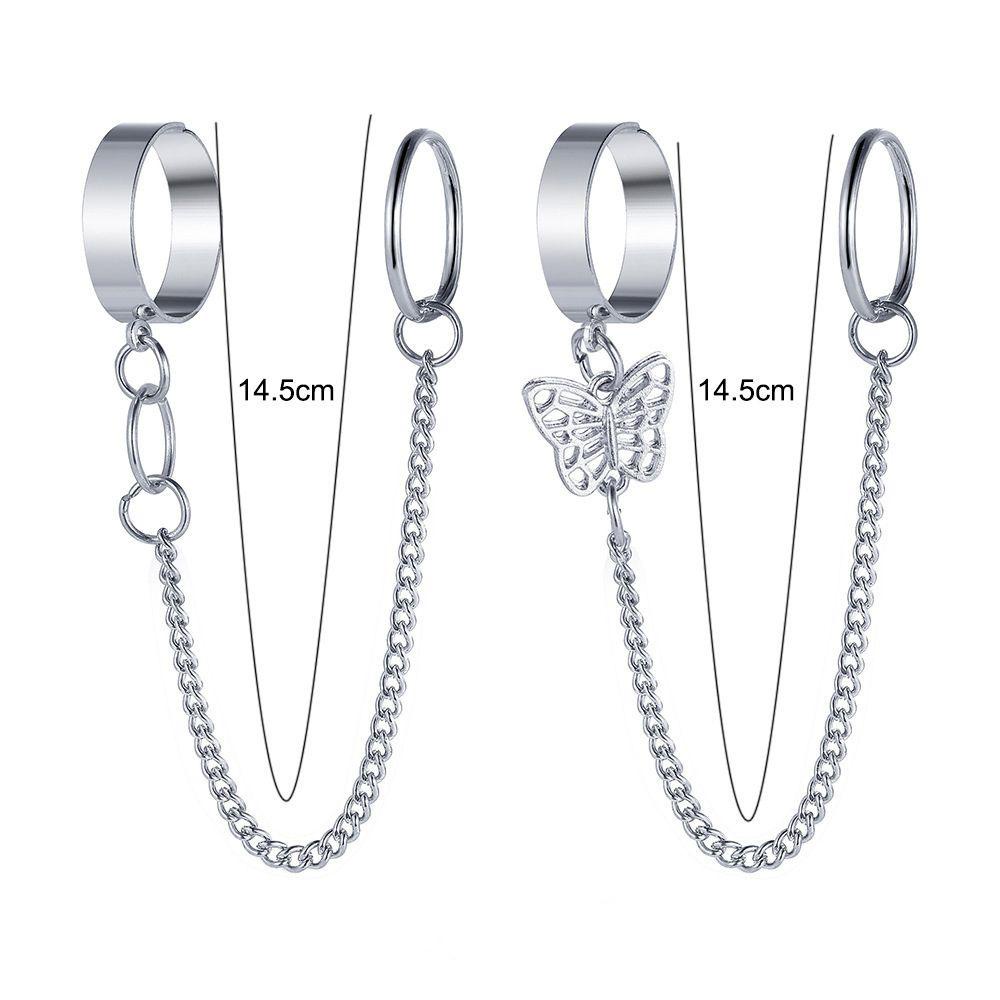 Nhẫn Đeo Khớp Ngón Tay Dạng Hở Nhiều Lớp Hình Chiếc Lá Phối Dây Xích Cá Tính Dành Cho Nữ