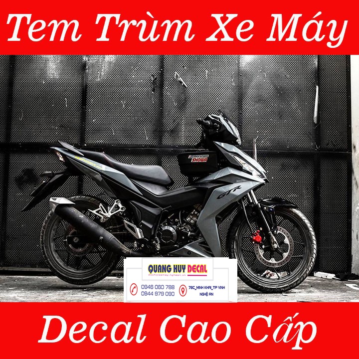 Tem trùm Winner xám xi măng - Độ dán team trùm decal xe máy Winner xám xi măng - Team trùm decal xe máy Winner rẻ đẹp và