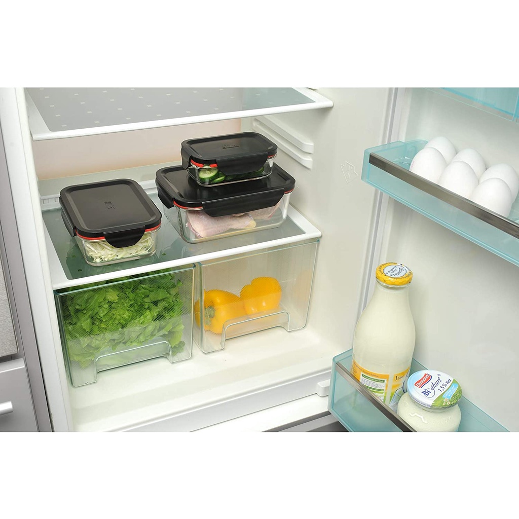 Set hộp thủy tinh Silit Storio đựng thực phẩm trong tủ lạnh 3 chiếc có hộp [nhập Đức chính hãng]