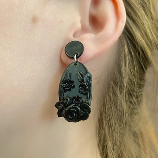 Khuyên tai đất sét nung Polymer Clay (Black Tone)