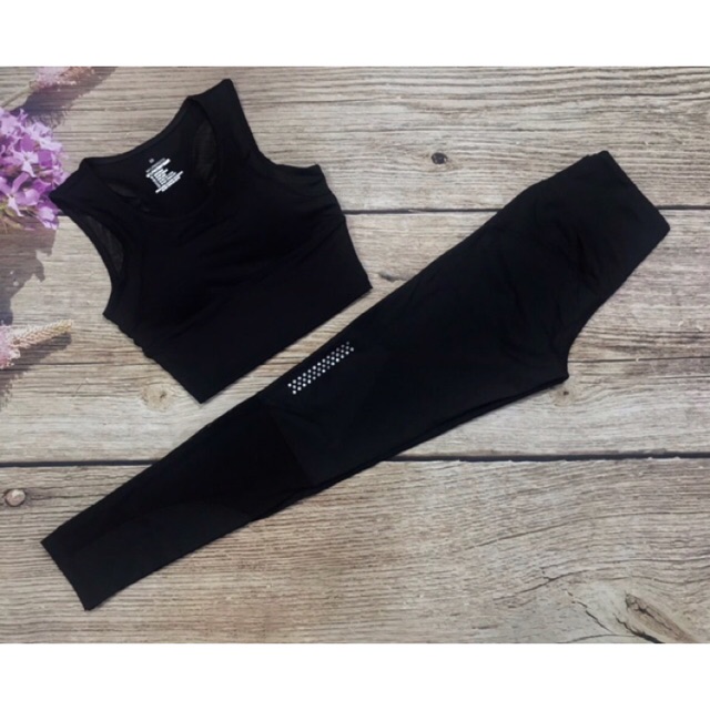 Bộ tập croptop lưới vai