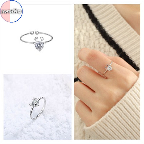 Korean woman ins elk diamond design Adjustable Opening Ring Party charm Jewelry