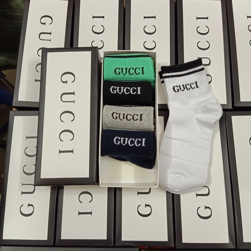 Tất gucci cổ trung lửng nam nữ nhiều màu thể thao cao cấp hộp 5 đôi