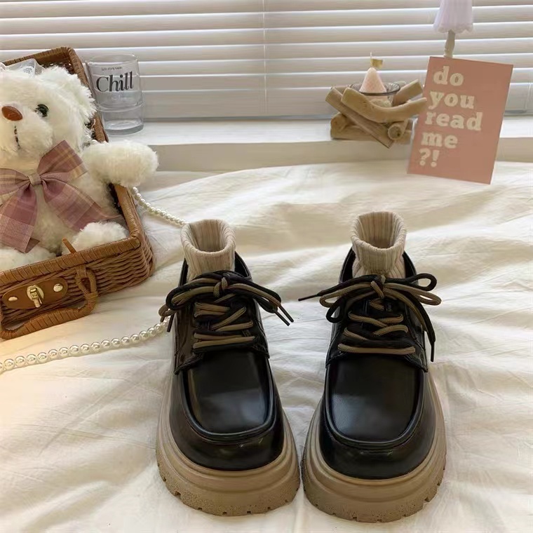 giày búp bê nữ Giày Oxford Mũi Tròn Màu Trắng Đen Phong Cách Retro Anh Quốc Cho Nữ giày búp bê giày nữ dày búp bê nữ