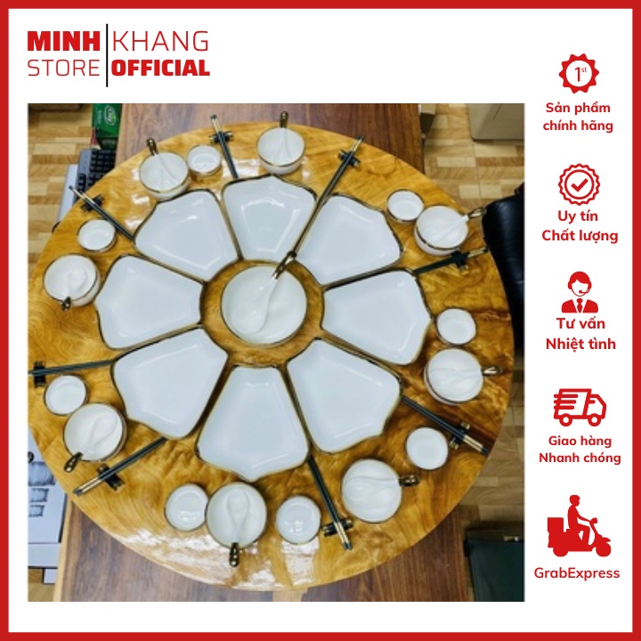 Set Bát Đĩa Hướng Dương 8 Cánh Lá Me Gốm Sứ Cao Cấp, Sang Trọng, Tinh Tế, Phù Hợp Với Bữa Ăn Gia Đình, Bàn Tiệc.