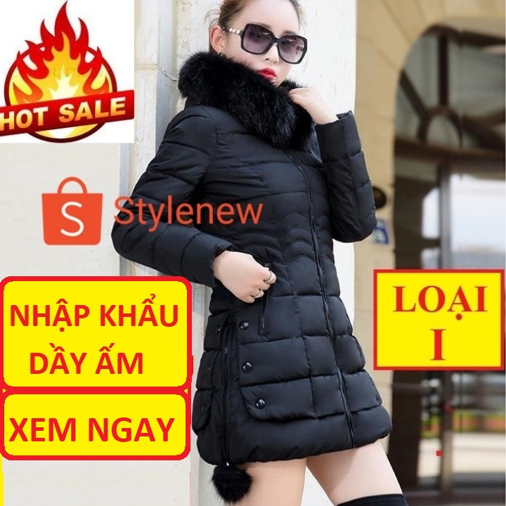 ÁO PHAO NỮ Stylenew Mũ Lông Hàn Quốc Loại 1 Dày Ấm,Nhiều Màu,Hàng Nhập Cao Cấp,Dáng Dài,áo khoác phao