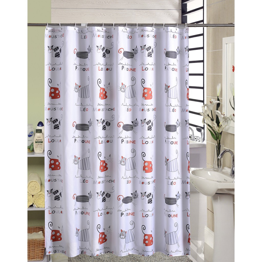 100g /m2 Rèm tắm vải polyester chống thấm nước cho mèo hoạt hình