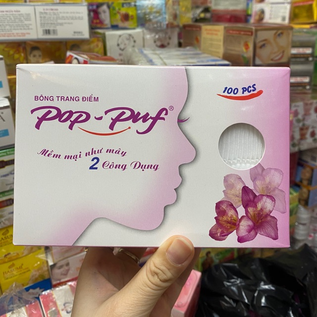 2 hộp pop puf tẩy trang 100 miếng