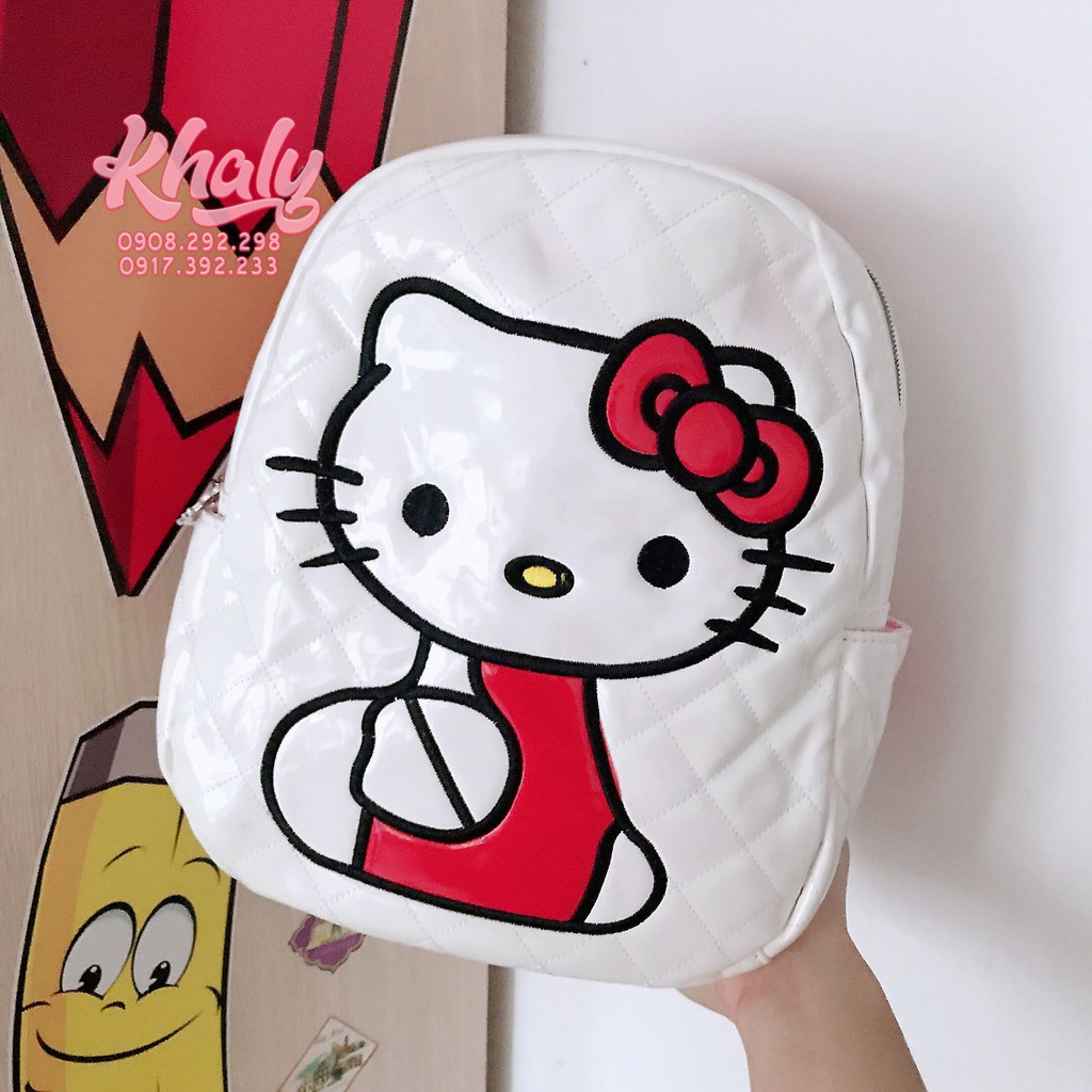 Balo , cặp da bóng 10'' hình Hello Kitty màu trắng cho trẻ em bé gái (Nhật Bản) - 70-TR1329A (22x13x26cm)