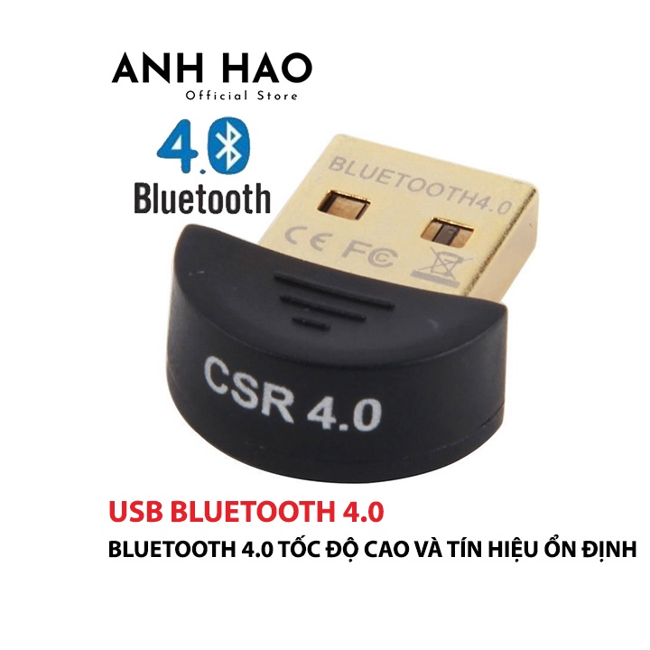 USB Bluetooth 4.0 Dongle CSR, thu phát bluetooth tốc độ cao tín hiệu ổn định Cho PC và Laptop