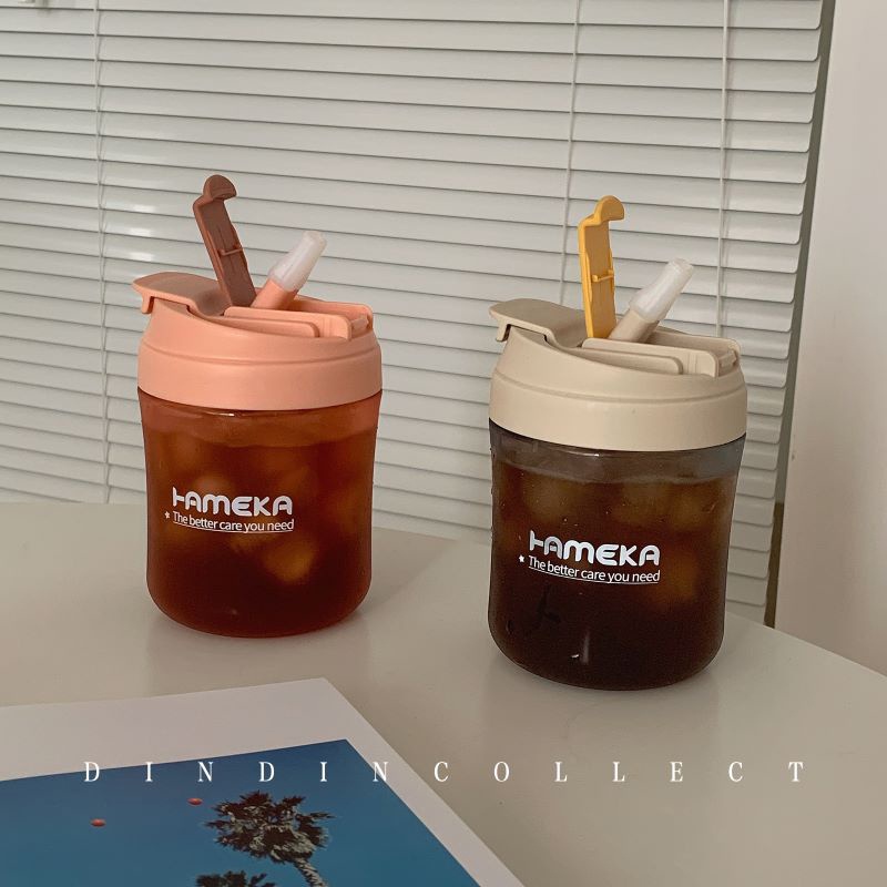 Bình Nước MINI 550ML Kèm Ống Hút Dễ Thương