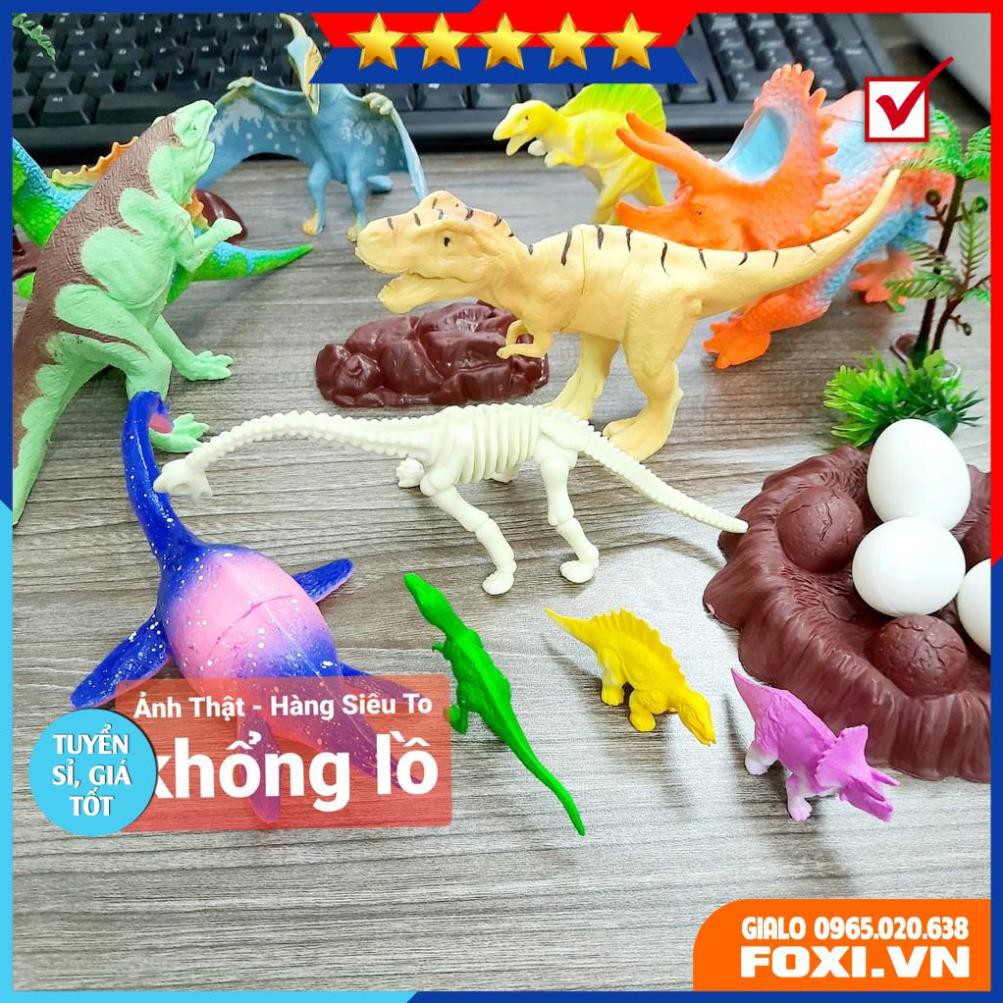 Bộ đồ chơi trứng Khủng Long-Mô hình nhựa dẻo-siêu bền-sưu tầm-chơi trong nhà-màu sắc bắt mắt