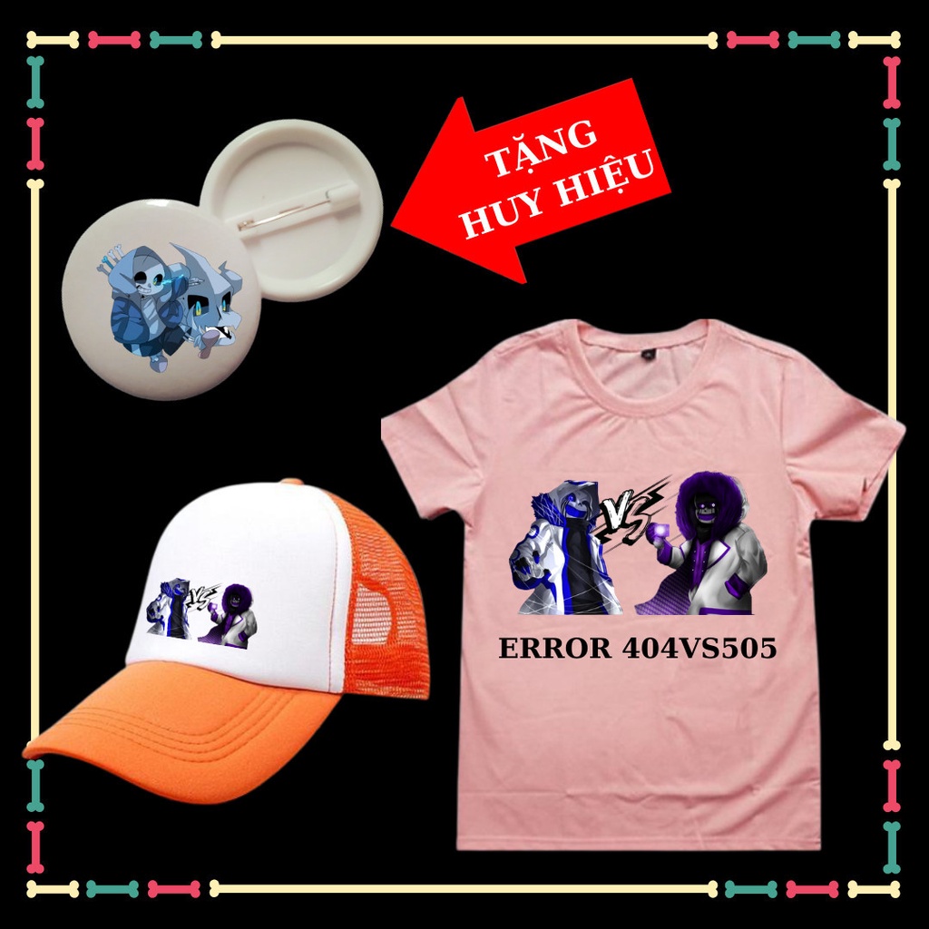 Áo thun trẻ em mẫu Error 404vs505 siêu ngầu, tay ngắn, đủ size áo từ 10kg đến 90kg, kèm mũ lưỡi trai, kèm huy hiệu