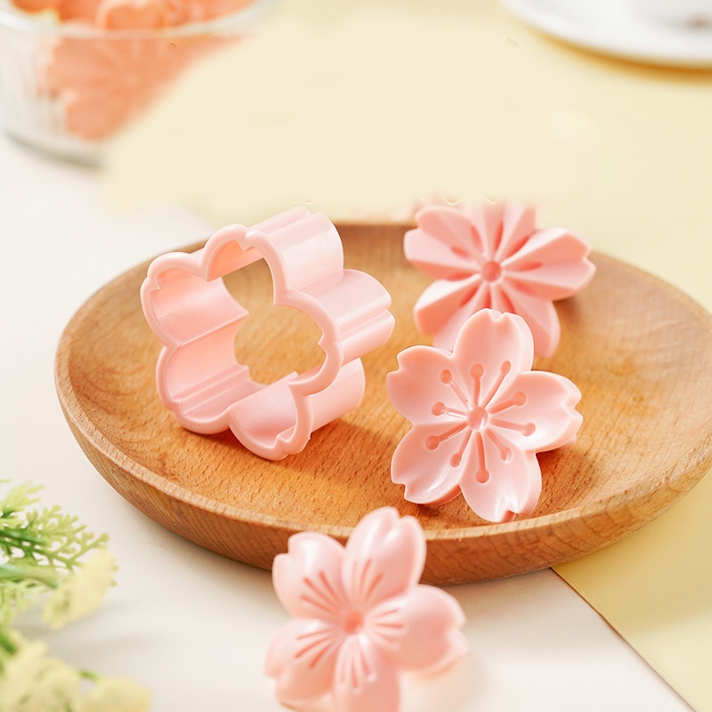 Set 5 khuôn ép tạo hình hoa anh đào trang trí bánh Bộ dụng cụ nhấn cắt làm bánh quy