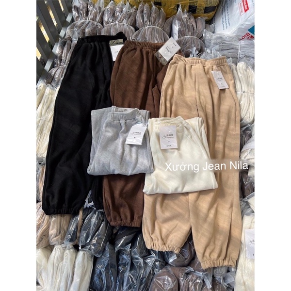Quần jogger nhung tăm lưng thun, line thun lên dáng cực đẹp, đủ màu
