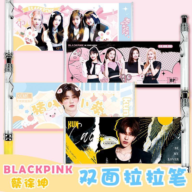 Bút viết mực gel gắn tấm hình BLACKPINK 2 mặt Jennie Lisa Jisoo Rosé