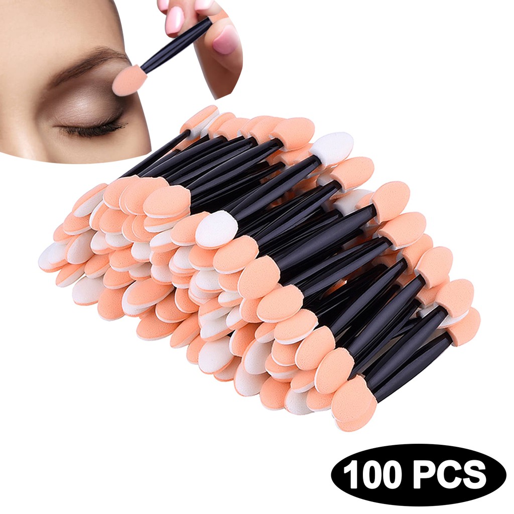 Set 100 Cọ Tán Phấn Mắt Hai Đầu Sử Dụng Một Lần Tiện Lợi