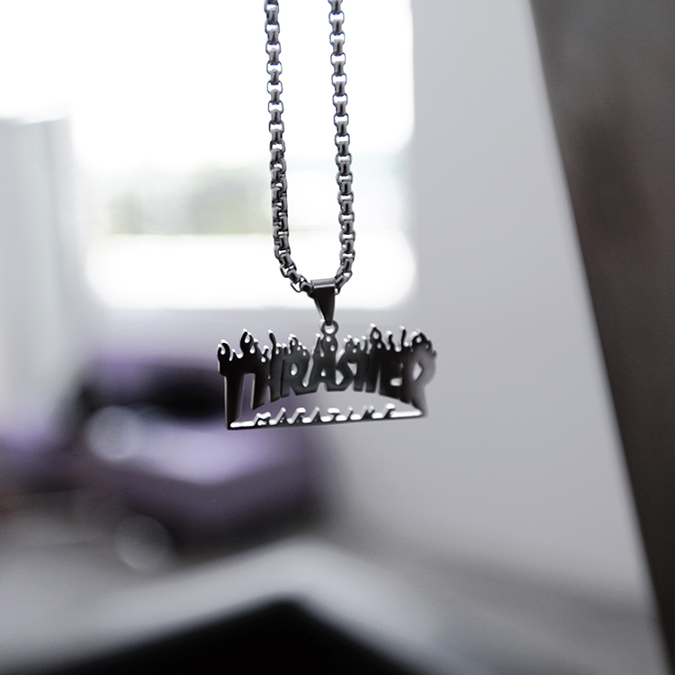 Dây Chuyền Thép Titan Mặt Hình Ngọn Lửa Phong Cách Hàn Quốc 22389