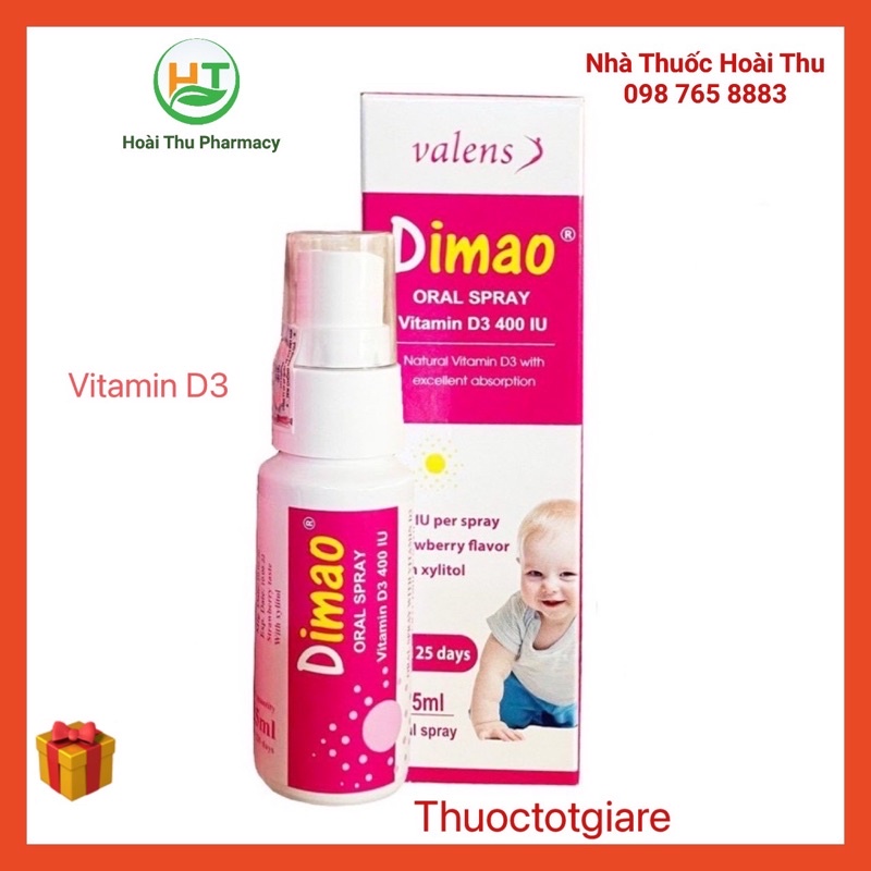 [Chính Hãng] Dimao Vitamin D3 400 IU - Dạng xịt vị dâu