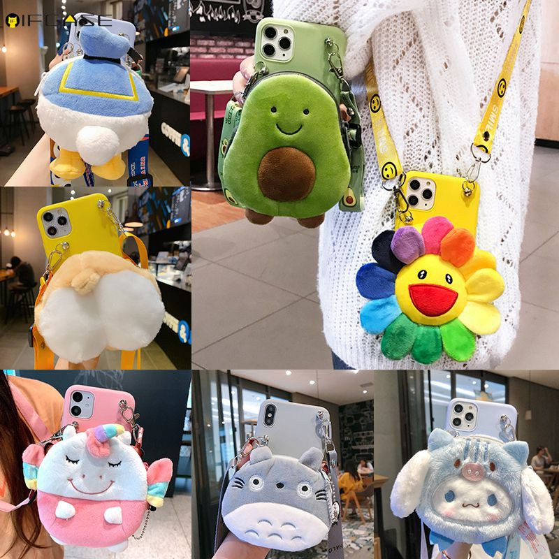 Ốp điện thoại TPU mềm có dây đeo và ví hình kỳ lân/vịt Donald/corgi cho Xiaomi Redmi Note 10 Pro Max 10S Mi 11 Lite