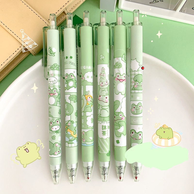 Bút Mực Gel Hình Chú Ếch Dạng Nhấn Dễ Thương Cho Học Sinh/Văn Phòng