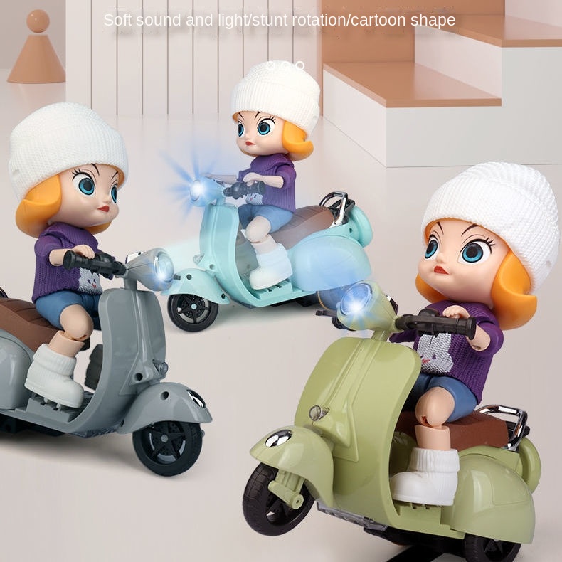 Mô Hình Xe Mô Tô Điện Xoay 360 Độ Đồ Chơi Vui Nhộn Cho Bé