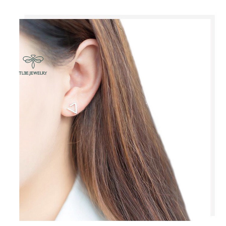 Khuyên tai bạc nữ Tlee basic tai tam giác mở basic cá tính TleeJewelry B0140