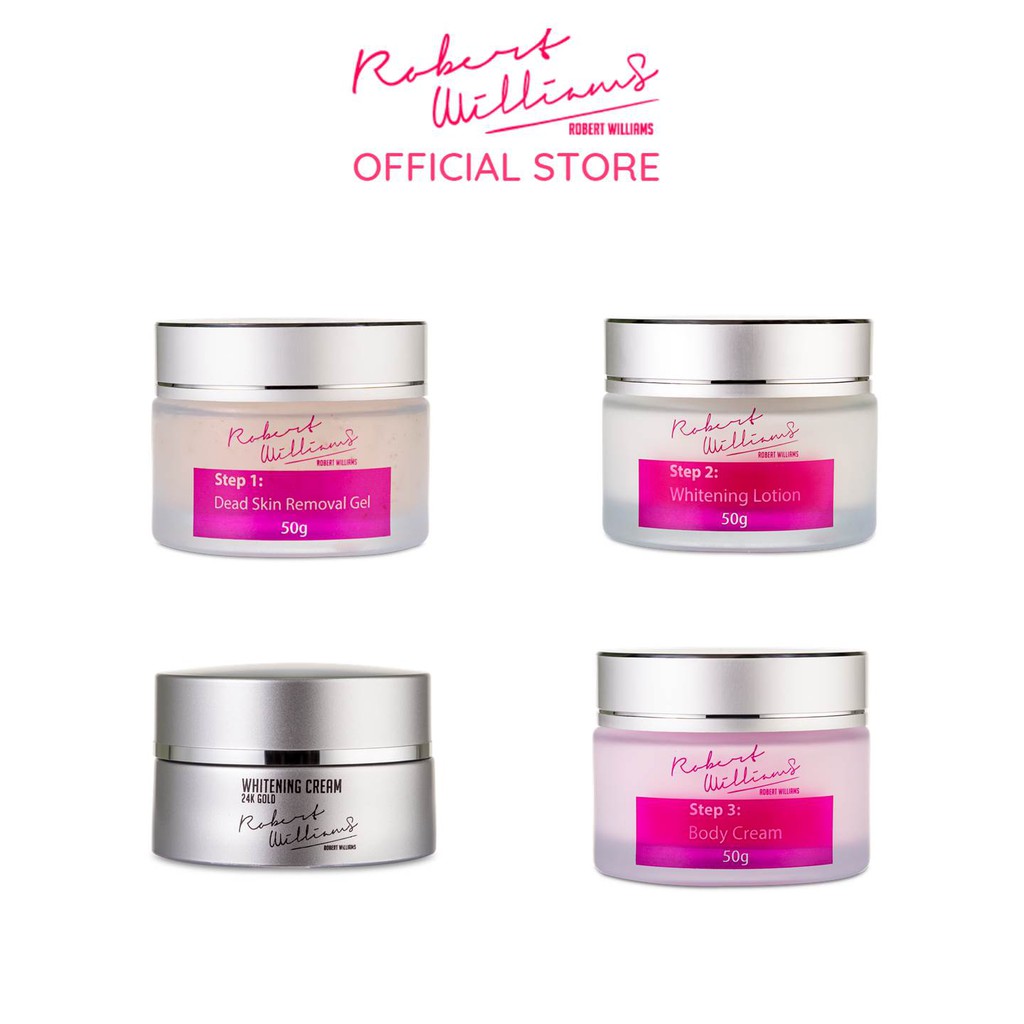 Combo dưỡng trắng da mặt Vàng 24K 20g và Bộ 3 bước HomeSpa tắm trắng 50g ROBERT WILLIAMS | BigBuy360 - bigbuy360.vn